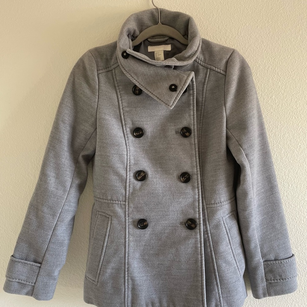 H&M grey peacoat
